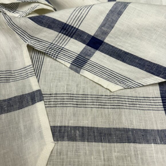 Women's JOHN MARK 100% Linen Plaid Bell Sleeve Tunic Shell Buttons- Size Large - Picture 7 of 7